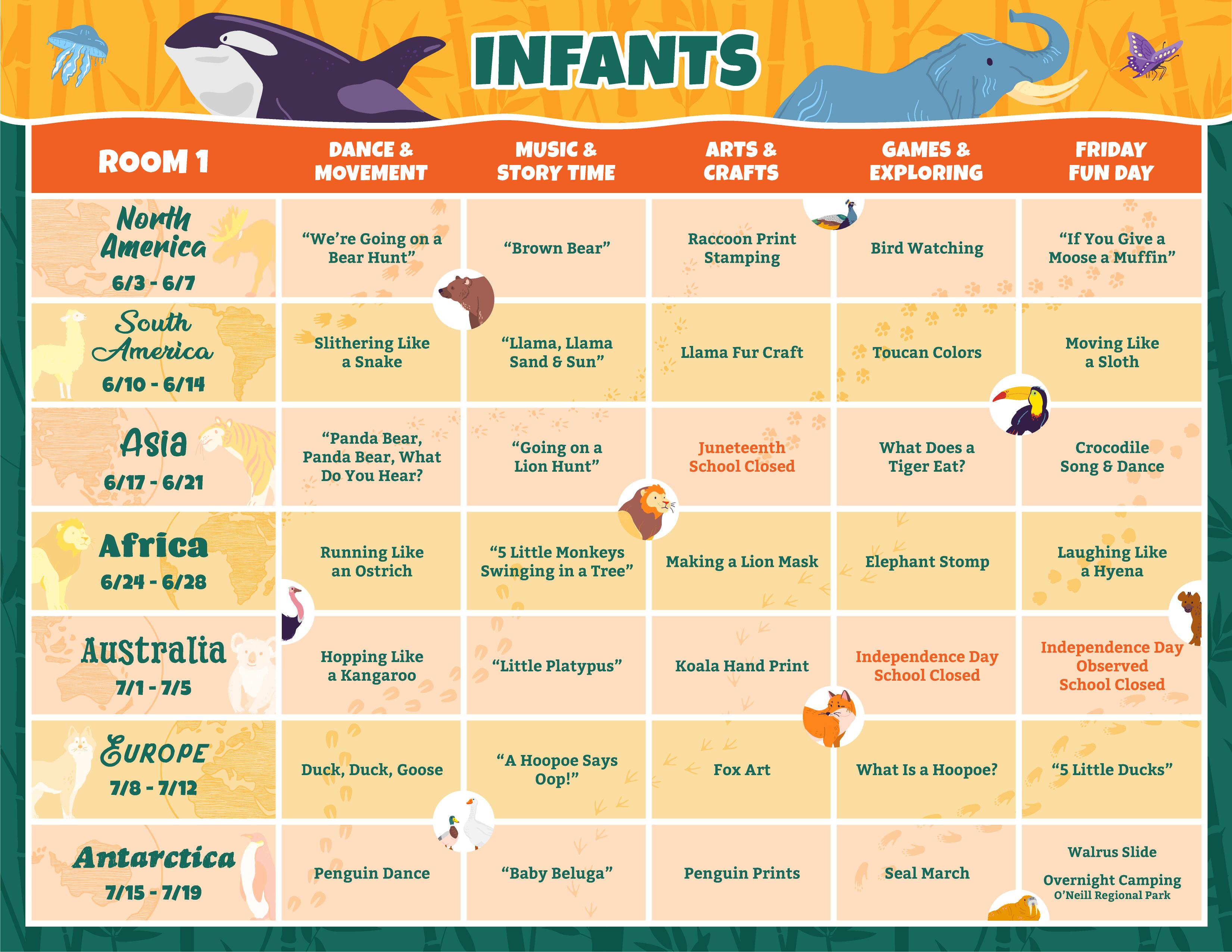 Infant Summer Schedule