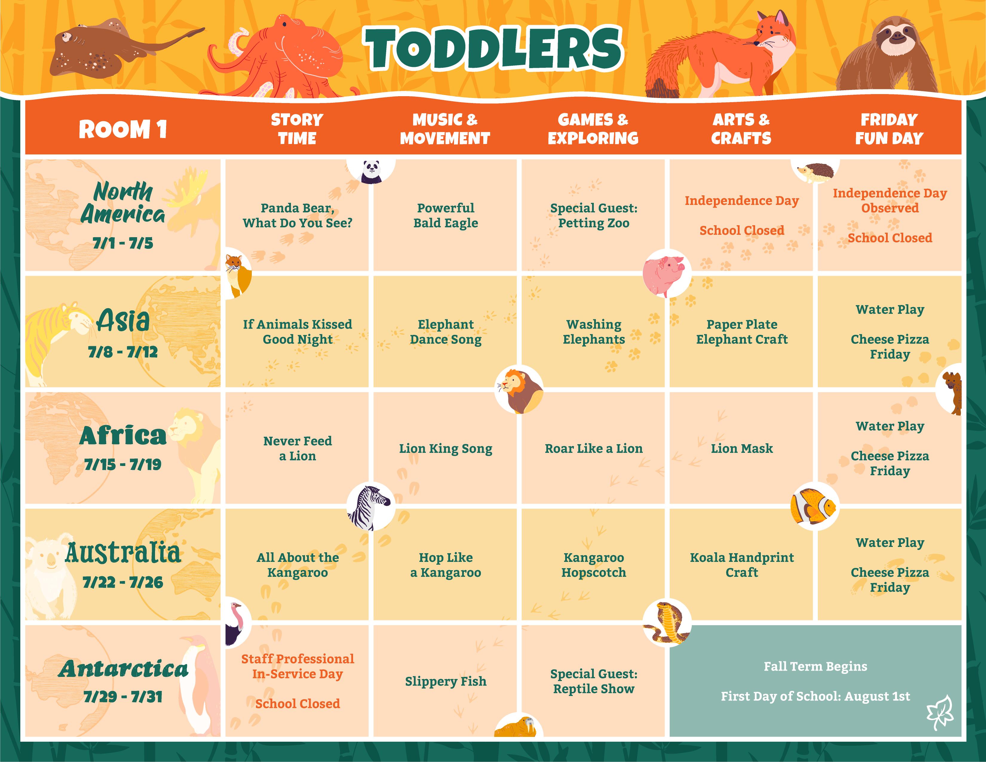 Toddler Summer Schedule
