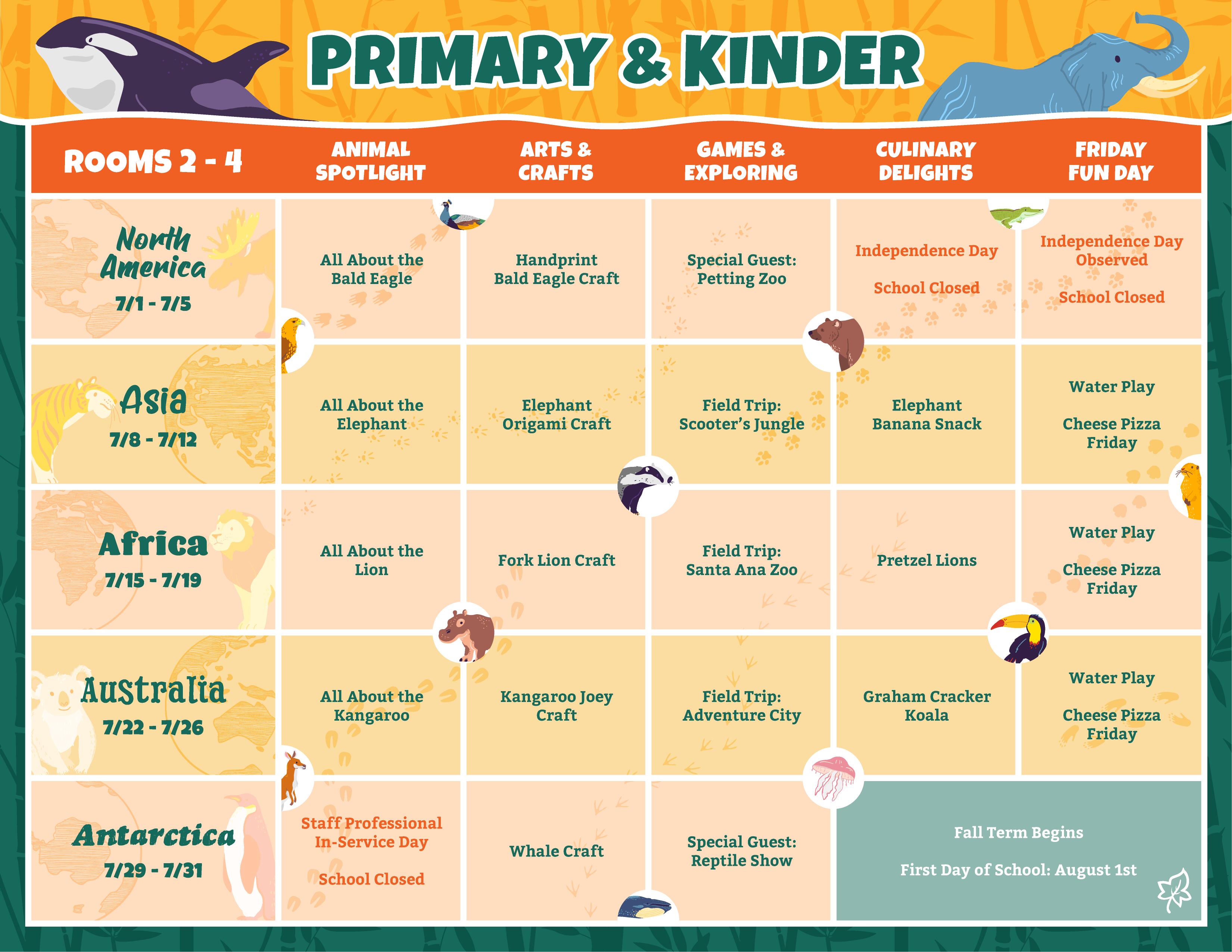 Primary Summer Schedule